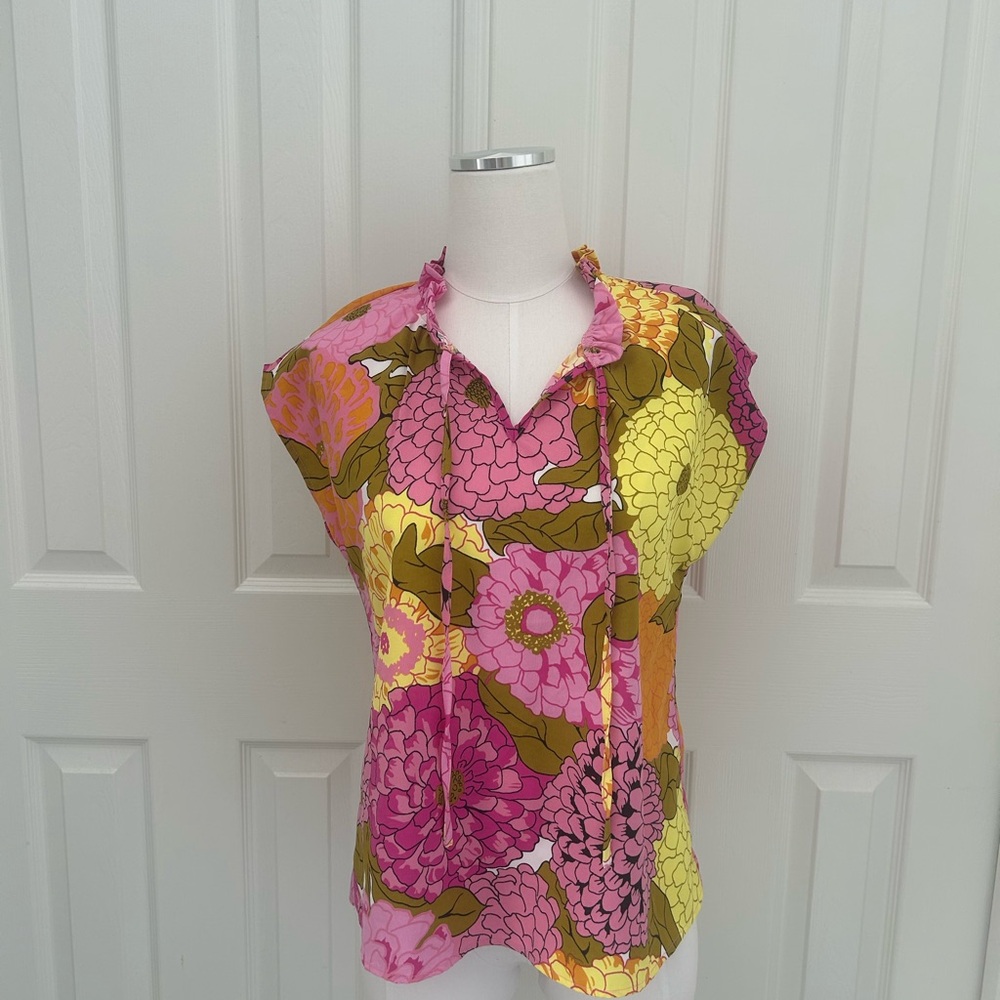 THML Pink and Yellow Floral Blouse